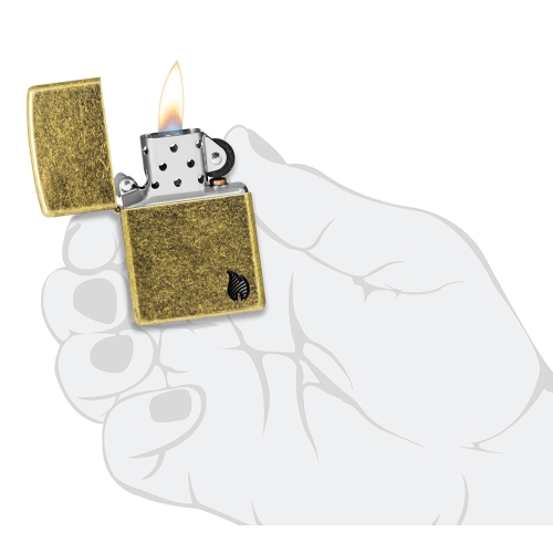 Зажигалка ZIPPO Armor Пламя c покрытием античная латунь | Flame Antique Brass, латунь/сталь, золотис