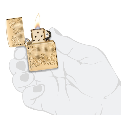 Зажигалка ZIPPO Armor Счастливый клевер с глянцевым золотистым покрытием | Lucky Clover High Polish
