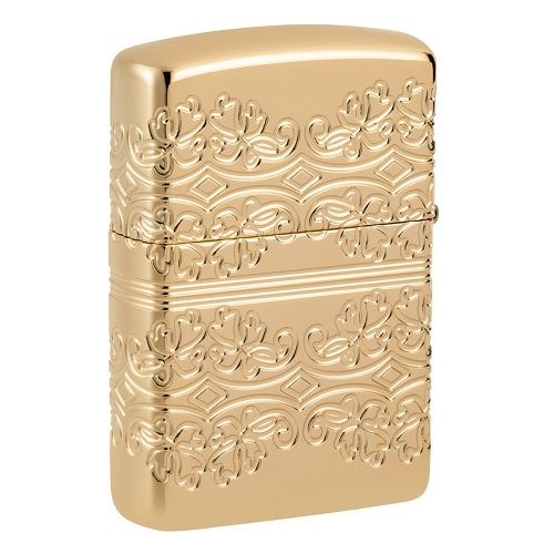 Зажигалка ZIPPO Armor Счастливый клевер с глянцевым золотистым покрытием | Lucky Clover High Polish