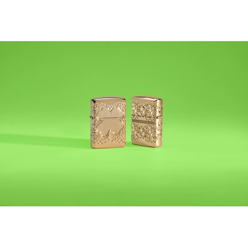 Зажигалка ZIPPO Armor Счастливый клевер с глянцевым золотистым покрытием | Lucky Clover High Polish