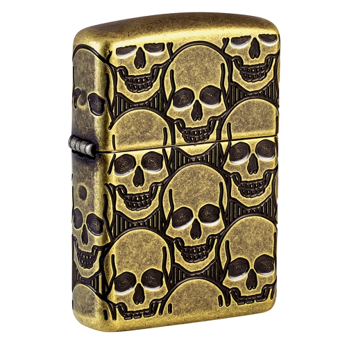 Зажигалка ZIPPO Armor Ухмыляющиеся черепушки с покрытием античная латунь | Cackling Cranium Antique
