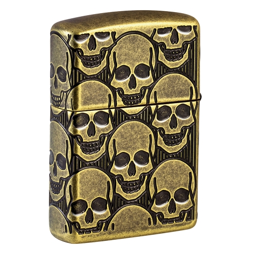 Зажигалка ZIPPO Armor Ухмыляющиеся черепушки с покрытием античная латунь | Cackling Cranium Antique 