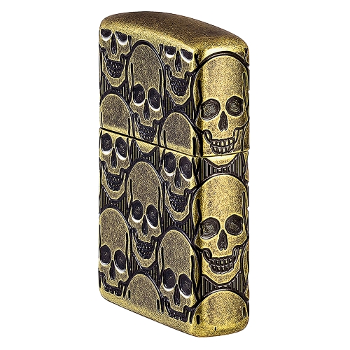 Зажигалка ZIPPO Armor Ухмыляющиеся черепушки с покрытием античная латунь | Cackling Cranium Antique 
