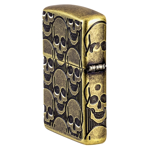 Зажигалка ZIPPO Armor Ухмыляющиеся черепушки с покрытием античная латунь | Cackling Cranium Antique 