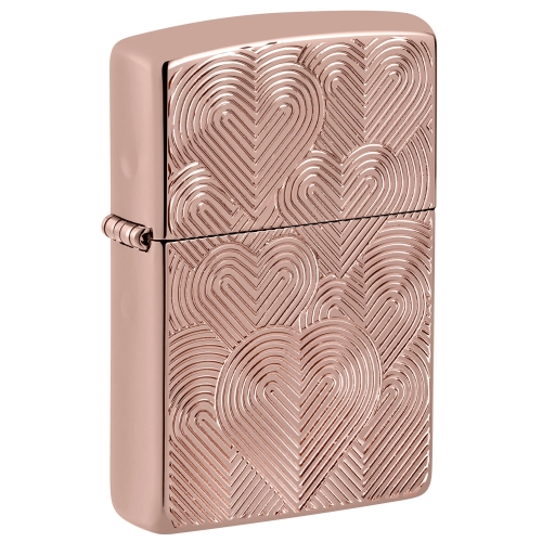 Зажигалка Zippo Armor® Hearts с покрытием Rose Gold, латунь/сталь, розовое золото, 38x13x57 мм