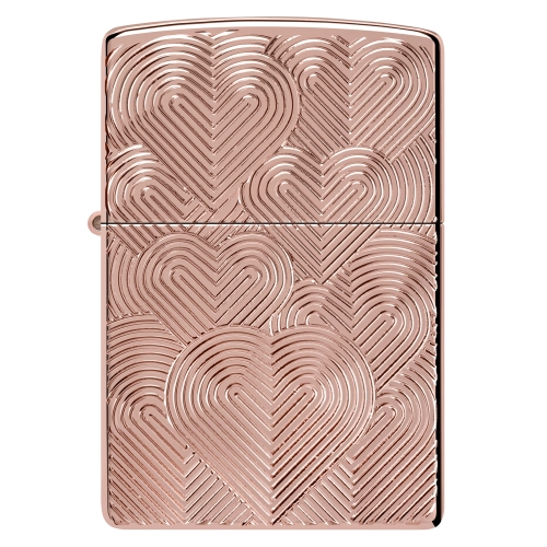 Зажигалка Zippo Armor® Hearts с покрытием Rose Gold, латунь/сталь, розовое золото, 38x13x57 мм