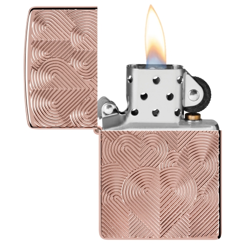 Зажигалка Zippo Armor® Hearts с покрытием Rose Gold, латунь/сталь, розовое золото, 38x13x57 мм