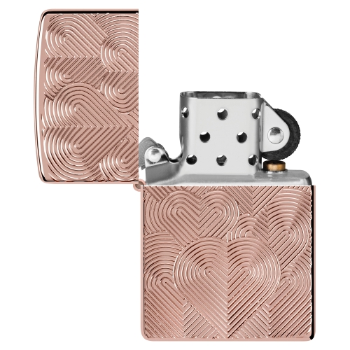 Зажигалка Zippo Armor® Hearts с покрытием Rose Gold, латунь/сталь, розовое золото, 38x13x57 мм