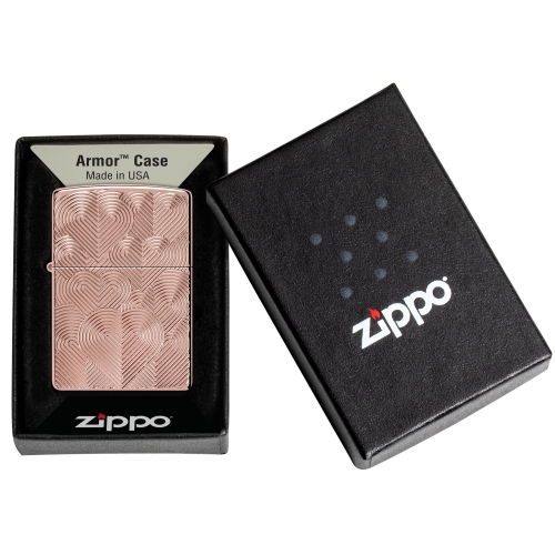 Зажигалка Zippo Armor® Hearts с покрытием Rose Gold, латунь/сталь, розовое золото, 38x13x57 мм