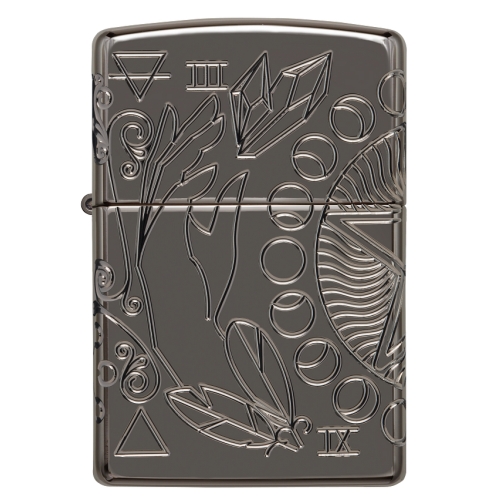 Зажигалка Zippo Armor® Wicca Design с покрытием Black Ice®, латунь/сталь, чёрная, 38x13x57 мм