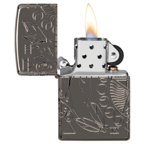 Зажигалка Zippo Armor® Wicca Design с покрытием Black Ice®, латунь/сталь, чёрная, 38x13x57 мм