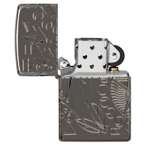 Зажигалка Zippo Armor® Wicca Design с покрытием Black Ice®, латунь/сталь, чёрная, 38x13x57 мм