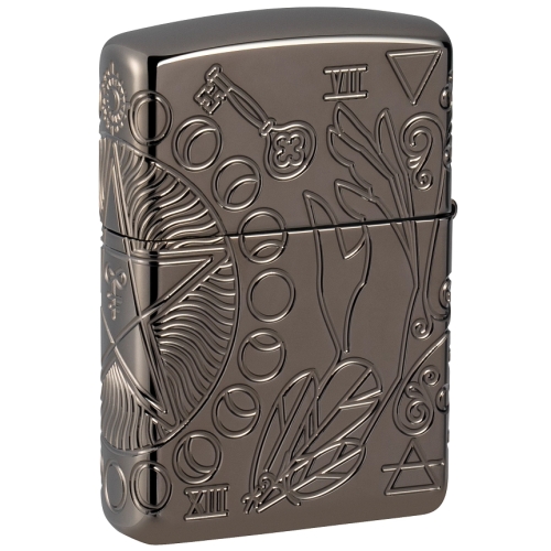 Зажигалка Zippo Armor® Wicca Design с покрытием Black Ice®, латунь/сталь, чёрная, 38x13x57 мм