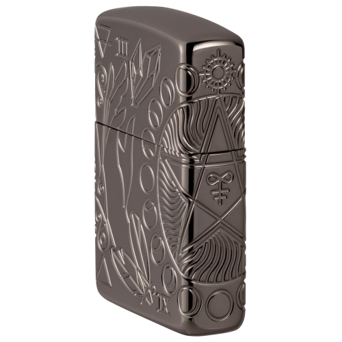 Зажигалка Zippo Armor® Wicca Design с покрытием Black Ice®, латунь/сталь, чёрная, 38x13x57 мм