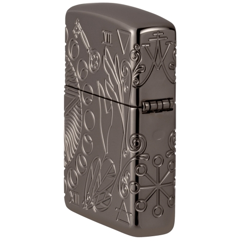Зажигалка Zippo Armor® Wicca Design с покрытием Black Ice®, латунь/сталь, чёрная, 38x13x57 мм