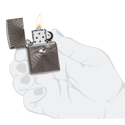 Зажигалка Zippo Armor® с покрытием Black Ice®, латунь/сталь, чёрная, 38x13x57 мм