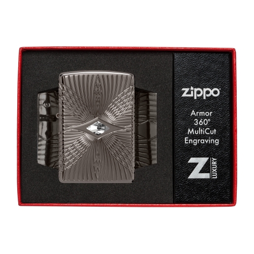 Зажигалка Zippo Armor® с покрытием Black Ice®, латунь/сталь, чёрная, 38x13x57 мм