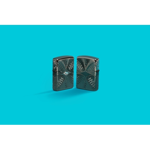 Зажигалка Zippo Armor® с покрытием Black Ice®, латунь/сталь, чёрная, 38x13x57 мм