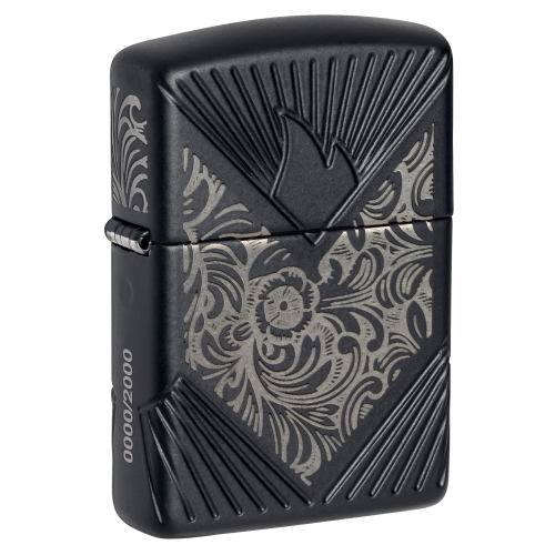 Зажигалка Zippo Armor® с покрытием Black Matte, латунь/сталь, чёрная, матовая, 38x13x57 мм