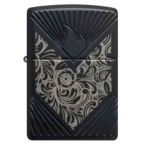 Зажигалка Zippo Armor® с покрытием Black Matte, латунь/сталь, чёрная, матовая, 38x13x57 мм