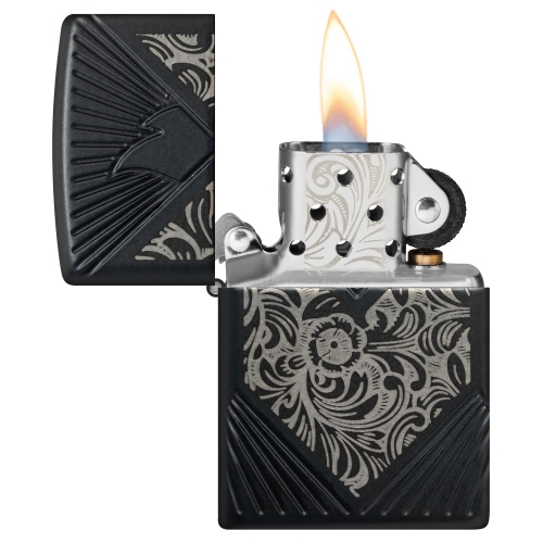 Зажигалка Zippo Armor® с покрытием Black Matte, латунь/сталь, чёрная, матовая, 38x13x57 мм