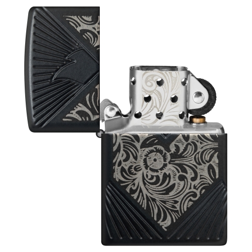 Зажигалка Zippo Armor® с покрытием Black Matte, латунь/сталь, чёрная, матовая, 38x13x57 мм