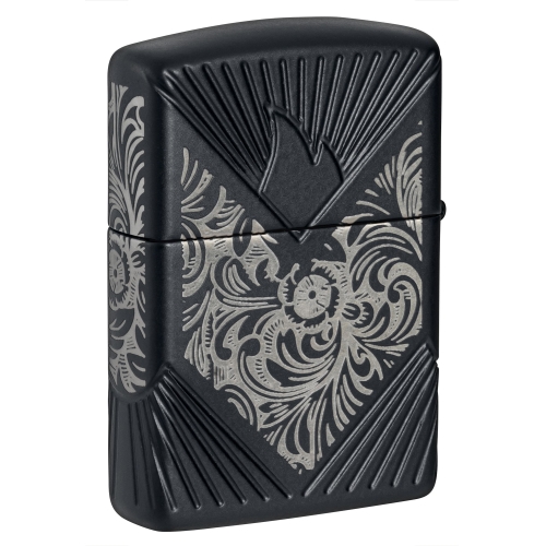 Зажигалка Zippo Armor® с покрытием Black Matte, латунь/сталь, чёрная, матовая, 38x13x57 мм