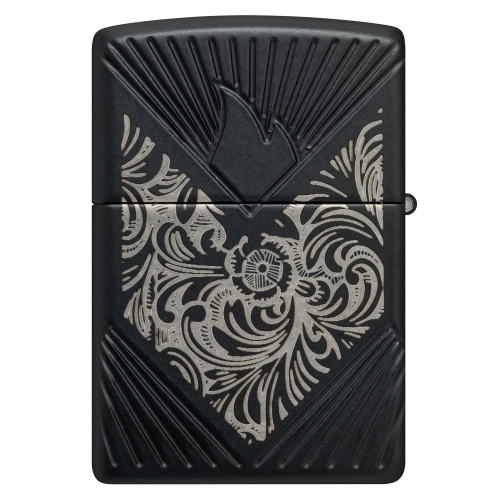 Зажигалка Zippo Armor® с покрытием Black Matte, латунь/сталь, чёрная, матовая, 38x13x57 мм