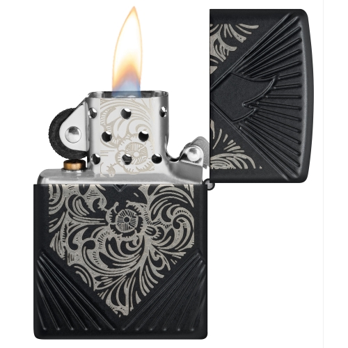Зажигалка Zippo Armor® с покрытием Black Matte, латунь/сталь, чёрная, матовая, 38x13x57 мм