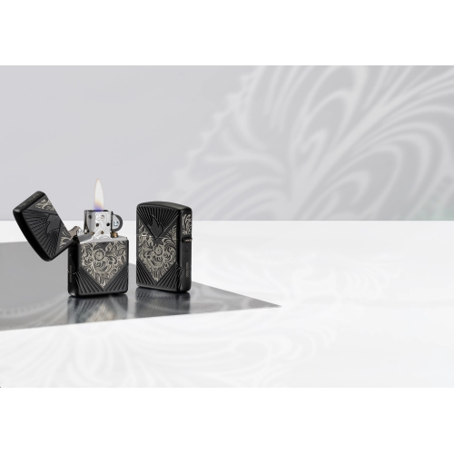 Зажигалка Zippo Armor® с покрытием Black Matte, латунь/сталь, чёрная, матовая, 38x13x57 мм