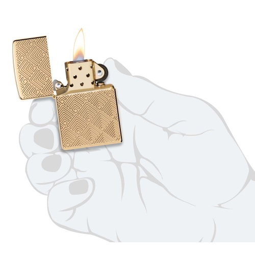 Зажигалка Zippo Armor® с покрытием High Polish Brass, латунь/сталь, золотистая, 38x13x57 мм