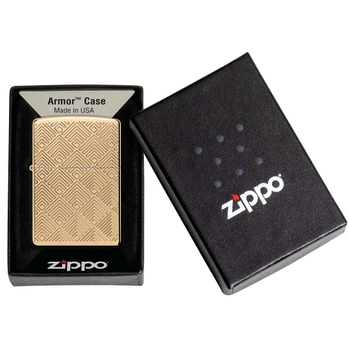 Зажигалка Zippo Armor® с покрытием High Polish Brass, латунь/сталь, золотистая, 38x13x57 мм