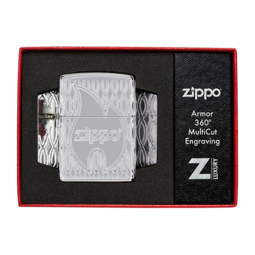 Зажигалка Zippo Armor® с покрытием High Polish Chrome, латунь/сталь, серебристая, 38x13x57 мм