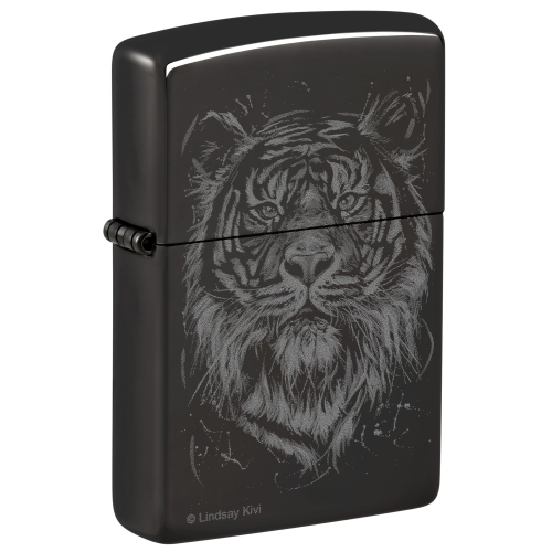 Зажигалка Zippo Big Cat с покрытием High Polish Black, латунь/сталь, черная, глянцевая, 38x13x57 мм