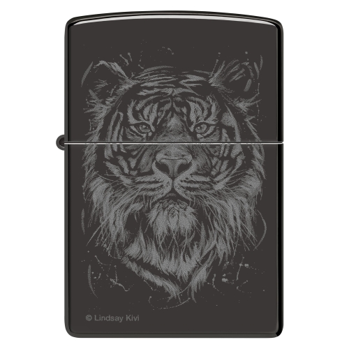 Зажигалка Zippo Big Cat с покрытием High Polish Black, латунь/сталь, черная, глянцевая, 38x13x57 мм