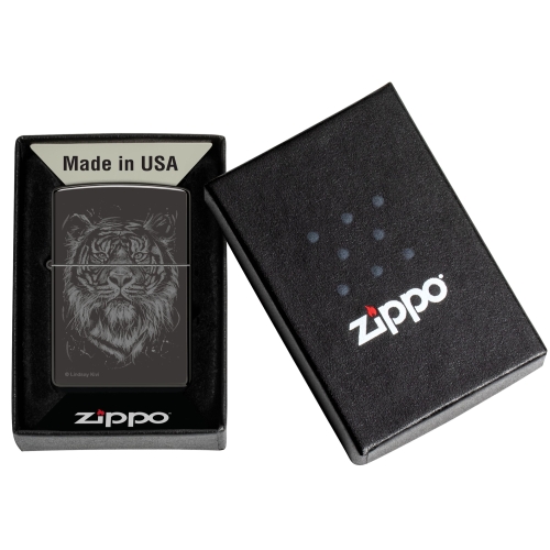 Зажигалка Zippo Big Cat с покрытием High Polish Black, латунь/сталь, черная, глянцевая, 38x13x57 мм