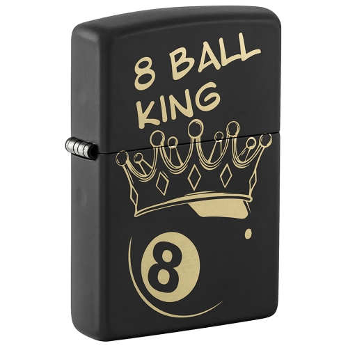 Зажигалка ZIPPO Billiards Champion Design с покрытием Black Matte, латунь/сталь, черная, 38x13x57 мм
