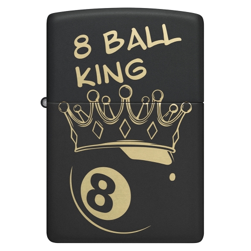 Зажигалка ZIPPO Billiards Champion Design с покрытием Black Matte, латунь/сталь, черная, 38x13x57 мм