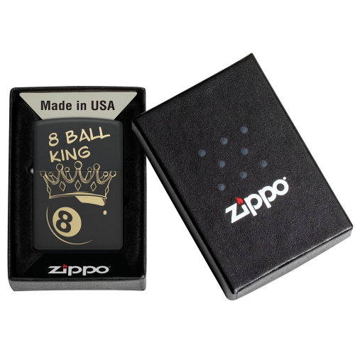 Зажигалка ZIPPO Billiards Champion Design с покрытием Black Matte, латунь/сталь, черная, 38x13x57 мм