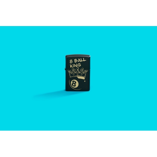 Зажигалка ZIPPO Billiards Champion Design с покрытием Black Matte, латунь/сталь, черная, 38x13x57 мм