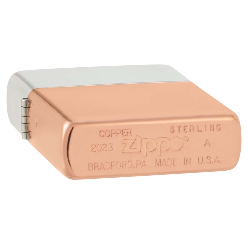 Зажигалка Zippo Bimetal с двойным металлическим покрытием, медь/латунь/сталь, медная, 38x13x57 мм