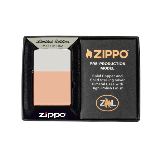 Зажигалка Zippo Bimetal с двойным металлическим покрытием, медь/латунь/сталь, медная, 38x13x57 мм