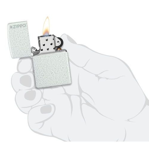 Зажигалка Zippo Classic с покрытием Glacier, латунь/сталь, белая, матовая, 38x13x57 мм