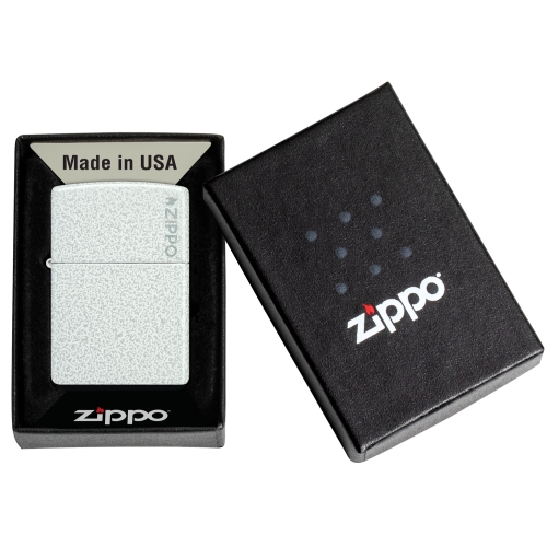 Зажигалка Zippo Classic с покрытием Glacier, латунь/сталь, белая, матовая, 38x13x57 мм