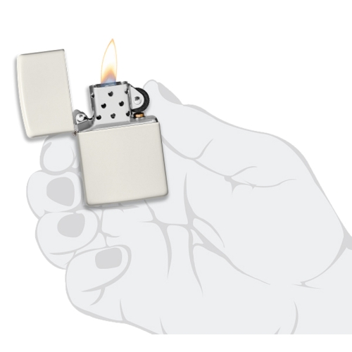 Зажигалка Zippo Classic с покрытием Glow In The Dark, латунь/сталь, белая, матовая, 38x13x57 мм