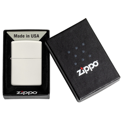 Зажигалка Zippo Classic с покрытием Glow In The Dark, латунь/сталь, белая, матовая, 38x13x57 мм