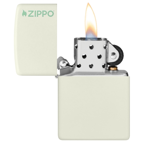 Зажигалка Zippo Classic с покрытием Glow In The Dark, латунь/сталь, белая, матовая, 38x13x57 мм