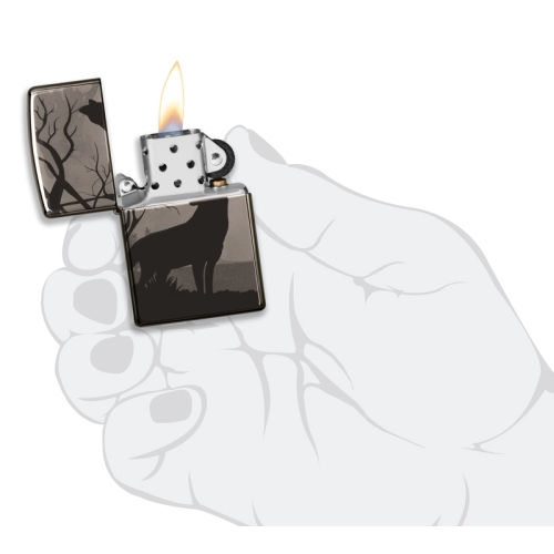 Зажигалка Zippo Classic, покрытие Black Ice®, латунь/сталь, чёрная, глянцевая