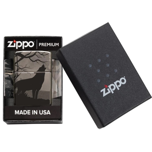 Зажигалка Zippo Classic, покрытие Black Ice®, латунь/сталь, чёрная, глянцевая