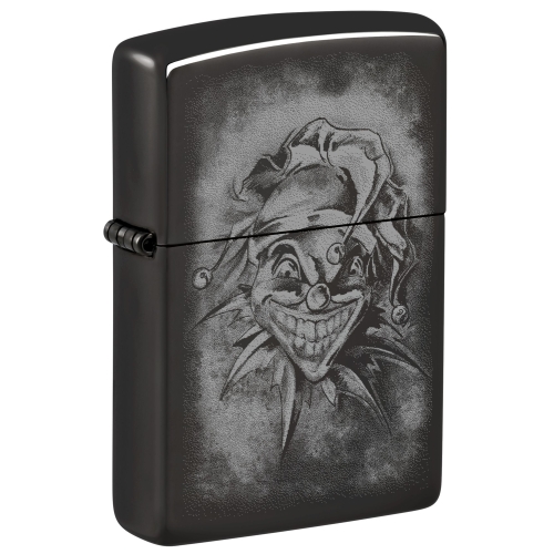 Зажигалка Zippo Clown с покрытием High Polish Black, латунь/сталь, черная, глянцевая, 38x13x57 мм